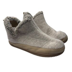 Dlux by Dearfoams Cozy Women's Beige & Gray Booties Slip-On Shoes Size XL
